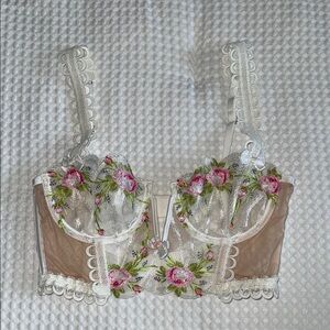Floral Embroidered Lace Bra